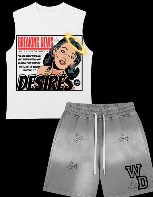 Cut-Off Tragedy Tee & Grey All-Star Shorts Set