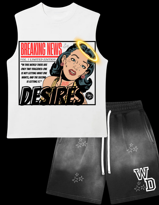Cut-Off Tragedy Tee & Black All-Star Shorts Set