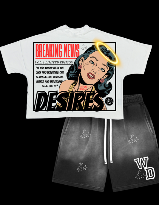 Tragedy Tee & Black All Star Shorts Set